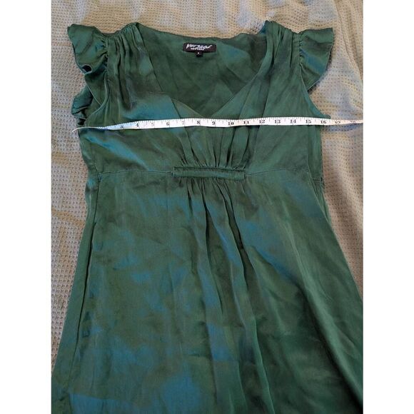 Vintage 90s Betsey Johnson Women's Size 6 100% Silk Green Mini Dress Sleeveless - Picture 6 of 7
